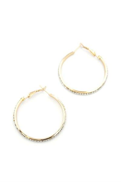 MBB ETİCARET Jewelled Hoop Earrings - Gold