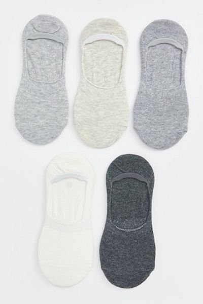 LC Waikiki , Set of very short cotton blend socks - 5 pairs, White, Melange Gray, Anthracite Gray, Si