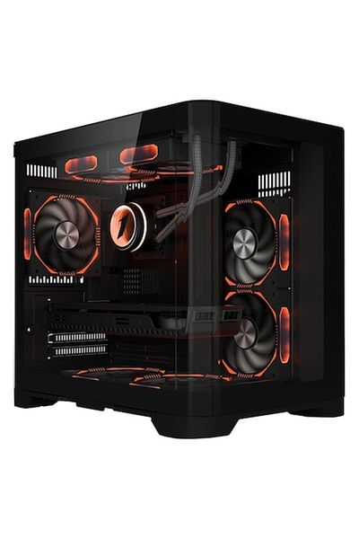 1ST PLAYER Carcasa 1stPlayer® gaming UV5-bk, Micro-ATX, 5 ventilatoare aRGB, telecomanda, Cube Tower, negru