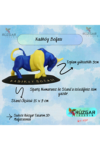 Rüzgar Tasarım Kadıköy Boğası Fenerbahçe Taraftar Boğa Kişiye Özel İsim Yazılır