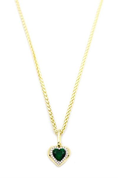 MBB ETİCARET Stoned Heart Necklace - Green