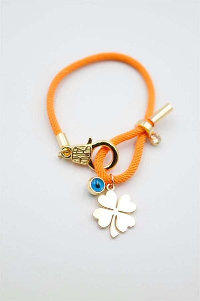 MBB ETİCARET Drawstring Clover Bracelet - Orange