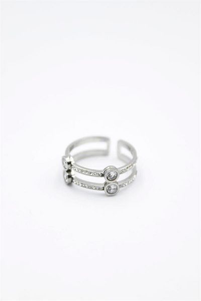 MBB ETİCARET 6-Piece Double Jewelled Ring - Silver