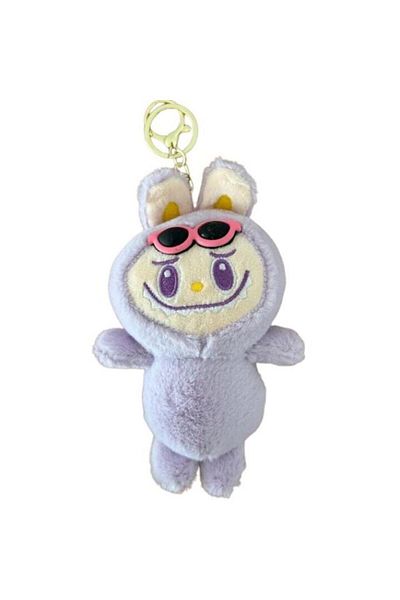 OEM Labubu Plush Keychain With Glasses, Soft And Fluffy, Purple, 18 Cm