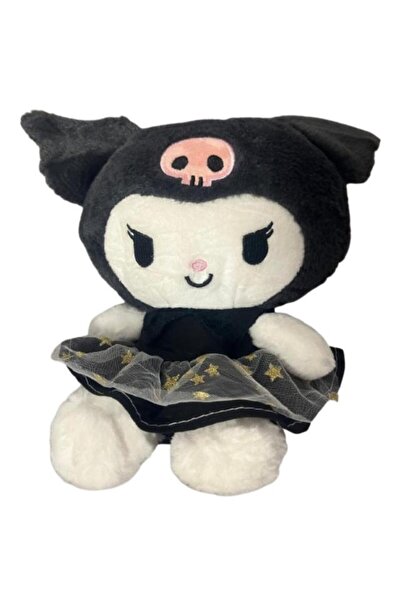 OEM Păpușă de pluș Kuromi, albă cu fustă neagră, 30 cm