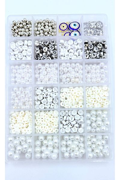 yiğit aksesuar Pearl Bead Silver Letter Bead Fimo Bead and Silver Spacer Jewelry Bracelet Making Kit Supplies