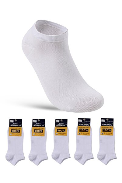 ARMANDO Set 5 perechi de șosete de damă Armando, bumbac, respirabile, albe, mărimea EU 35-38