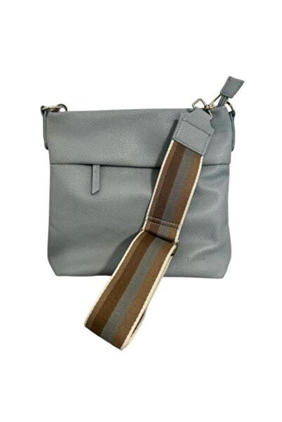 Mı Pıace Geanta dama Piace Molto, albastru deschis cu un compartiment si doua buzunare exterioare, curea cu i