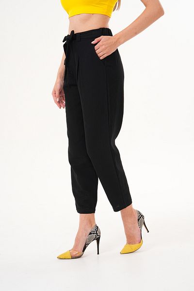Shine Fine Women's Casual Pocket Belted High Waist Trousers – Comfortable and Stylish 100% Cotton