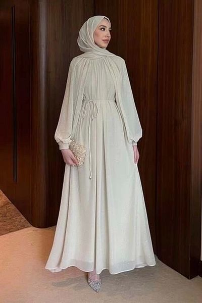 nedo7 Stoned Chiffon Dress Beige
