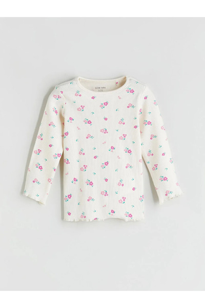 LC Waikiki Lcw baby ecru bicycle collar floral girl baby pajama set