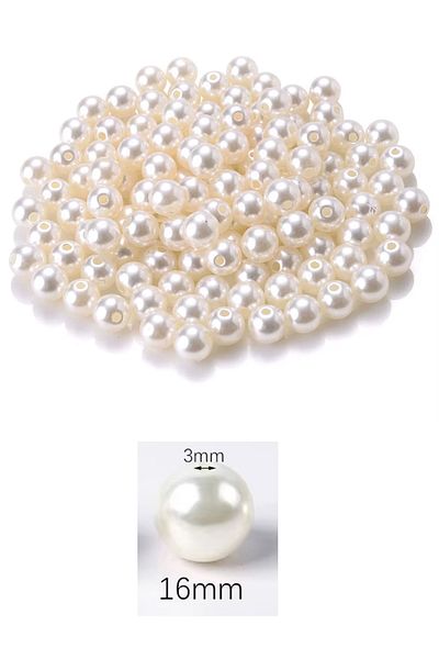 MBB ETİCARET 250 Gram 16mm Cream Color Plastic Pearl Beads in Bag and Jewelry Making Bead (~85 Pieces)