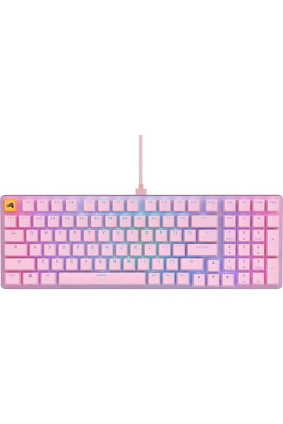 Glorious Tastatură mecanică GMMK 2 RGB de dimensiuni normale, USB-C, comutator liniar Fox, aspect american, roz