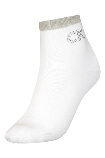 Calvin Klein , Șosete scurte cu aplicații de strasuri - 1 pereche, alb optic, mărime universală