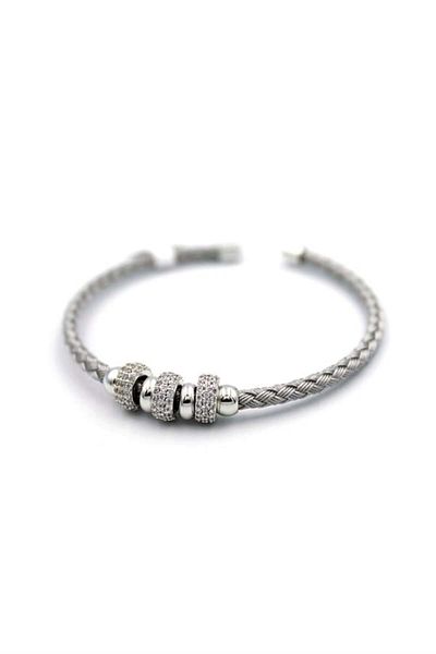 MBB ETİCARET Stoned Braided Bracelet - Silver