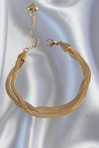 MBB ETİCARET 316L Steel Gold Color Italian Chain Model Multiple Bracelet - Tj-Bb6187