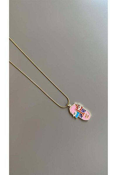 MBB ETİCARET Enamel face pattern necklace - multicolor