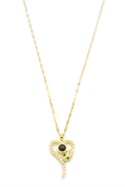 MBB ETİCARET Love Lens Necklace in 40 Languages ​​- Gold