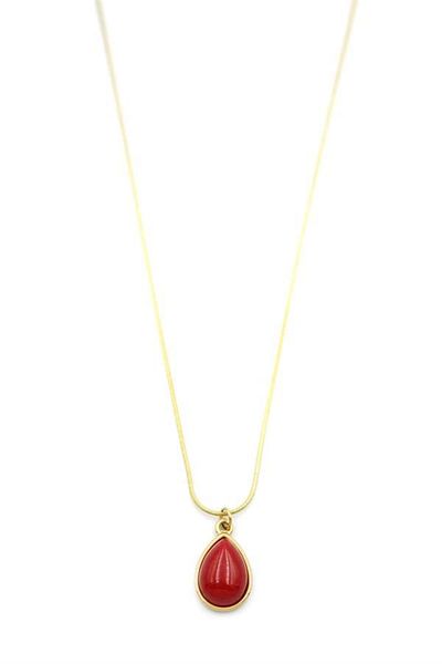 MBB ETİCARET Drop Stone Necklace - Red