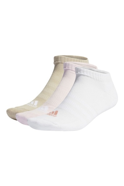 Adidas Sportswear Set of Unisex Ankle Socks - 3 Pairs, White, Beige, Light Pink, Size 34-36
