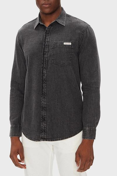 Calvin Klein Jeans Denim Shirts Men's Black Shirt Lv040Bm733-Kqb