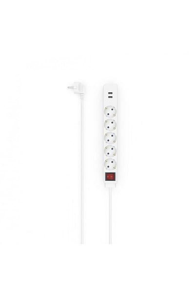 Hama Power Strip, HAMA, USB 3.4A, 5 outlets, 2x USB, 3400mA, 1.4m, 3680W, White