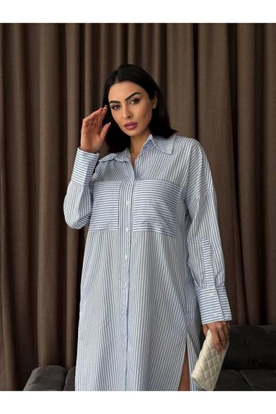 nedo7 Striped Midi Shirt Dress