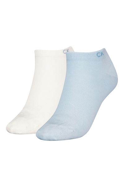 Calvin Klein , Set de șosete până la gleznă - 2 perechi, Alb, Albastru glaciar, Mărime universală