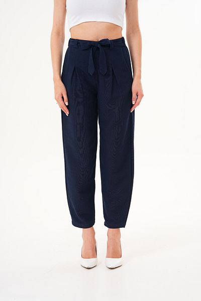 Shine Fine Women's Casual Pocket Belted High Waist Trousers – Comfortable and Stylish 100% Cotton