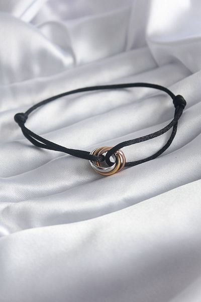 MBB ETİCARET Black Color Knot Rope Model Steel Mix Color Ring Figure Women's Bracelet - TJ-BB5655