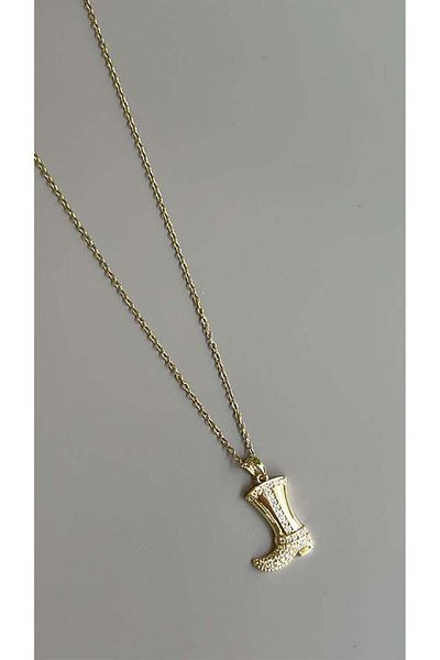 MBB ETİCARET Stone Boot Necklace - Gold