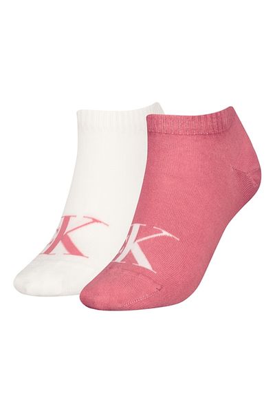 Calvin Klein , Set de șosete până la gleznă cu logo - 2 perechi, Roz pastel, Alb-gălbui, Mărimea 39-42