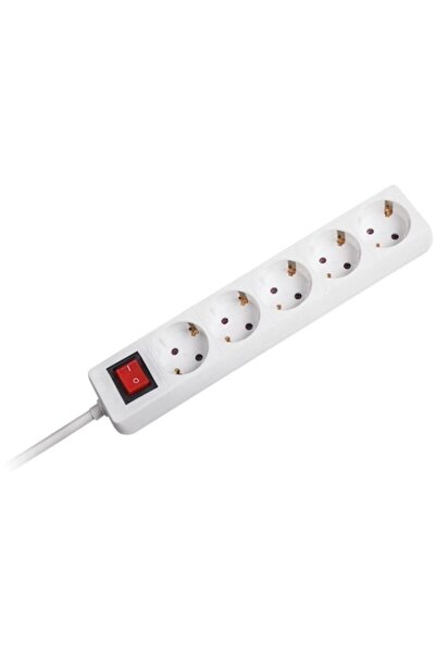 Platinet Prelungitor 3x1.5mm 5 prize 5m alb cu întrerupător
