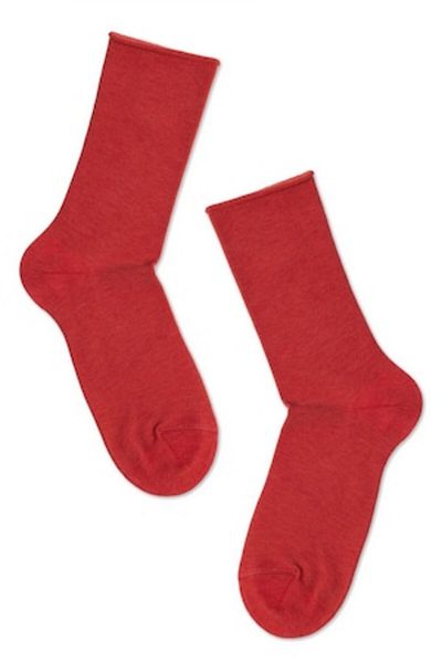 Conte Elegant Women's Cotton Socks Without Elastic, Conte Elegant Comfort 000, Red, Size 36-37