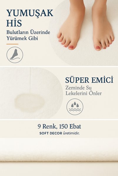 SOFT DECOR Decorative Non-Slip Base Daisy Cut Bathroom Mat, Toilet Set, 60X100-50X60 cm