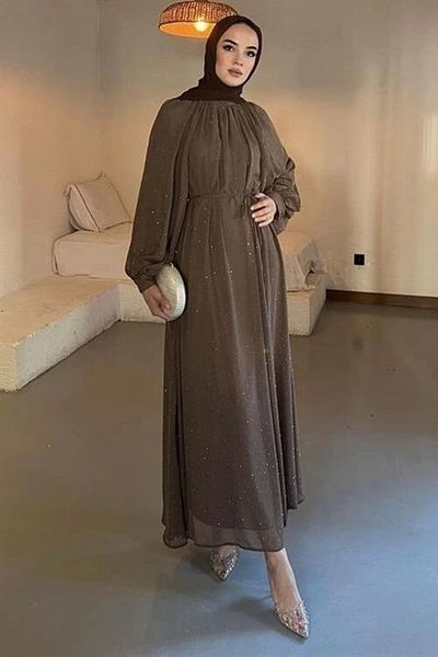 nedo7 Stoned Chiffon Dress Cappuccino