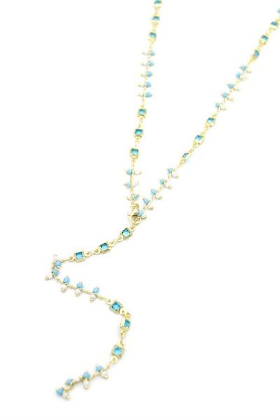 MBB ETİCARET Blue stone y necklace - gold