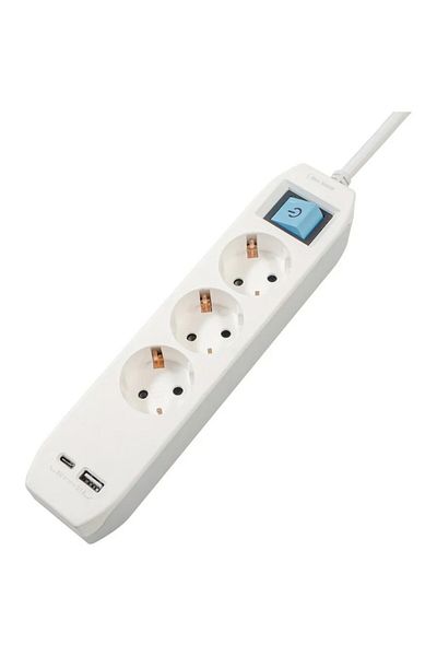 Spacer Prelungitor de alimentare PP-3-30-TC-USB, USB Tip-C x1, USB x1, 3.1A, 3 prize, întrerupător, protecție copii