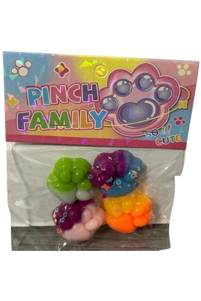 Foot Interactive Toy Pack: Squishy Mini Paws (4 pcs), Multicolor, Antistress, Quick Return + Paw Keychain