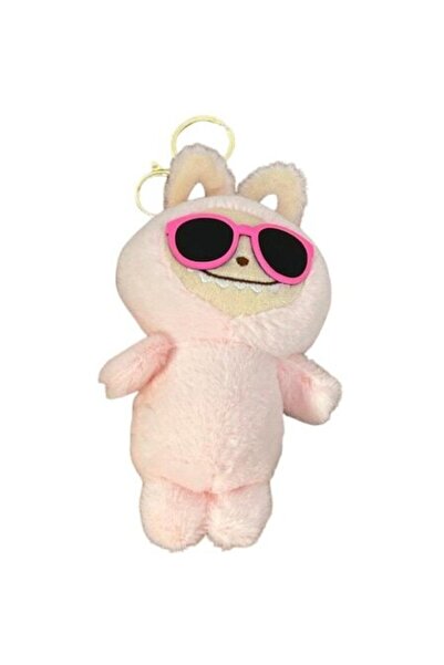 OEM Breloc figurină LaBubu ediție de vară cu ochelari de soare, pluș, moale și pufos, roz deschis