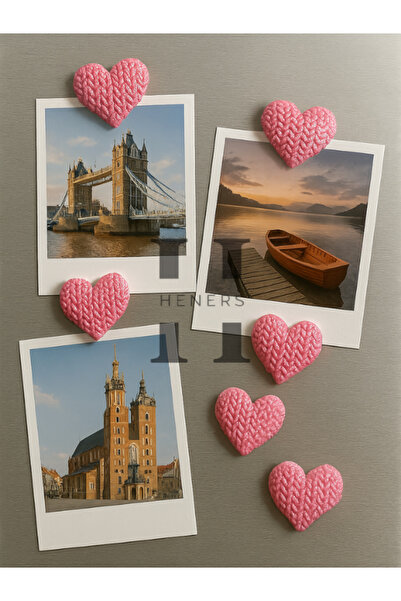 Heners Örgü desenli Kalp magnet seti/6 Adet Buzdolabı magnet/Mıknatıslı
