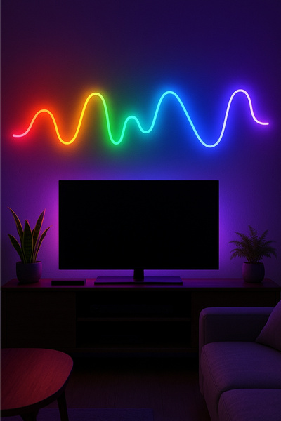 TrendDeco Sese Duyarlı Kumandalı Bluetooth 5 Metre Usb İle Çalışan Pixel Neon Led 6x12 mm Neon Piksel Led Argb