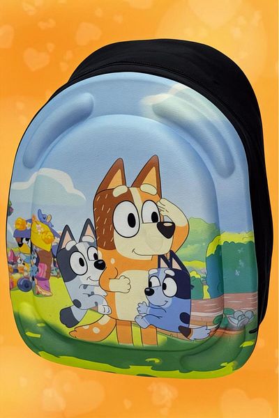 Uniquerrs Rucsac și ghiozdan cu tematică Bluey pentru băieți, 3-6 ani, grădiniță, imprimate 3D Eva