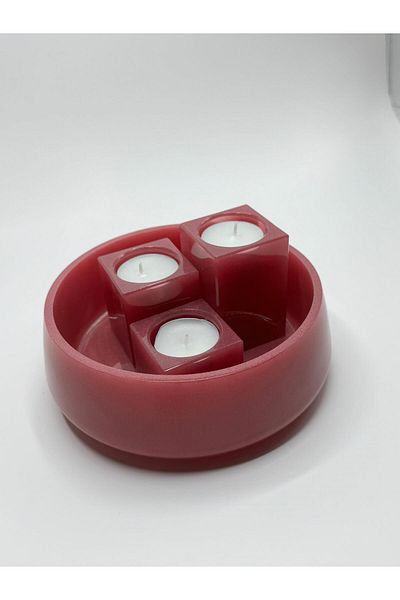 Epikoza Handmade Modern Decorative Bowl - Candle Holder - Plate-Tealight - Set of 2