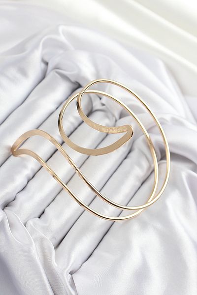 MBB ETİCARET Brass Abstract Flame Pattern Gold Color Women's Pazu Bracelet - Tj-Bb7199