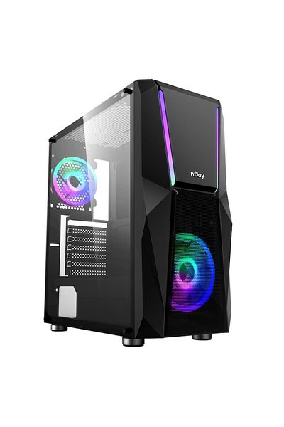 nJoy Carcasa Fort, Middle Tower, ATX, fara sursa, Black