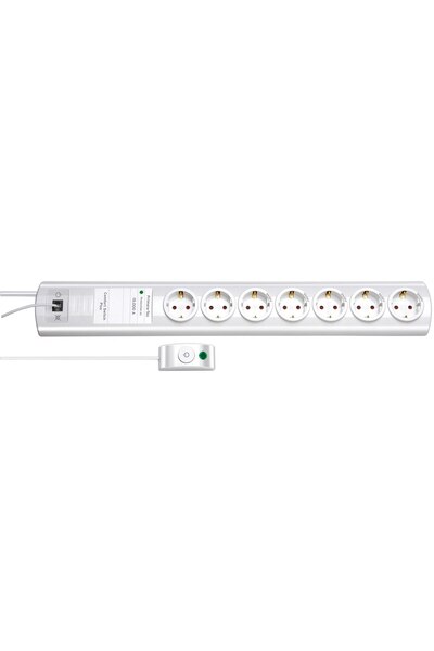 Brennenstuhl Power Strip Primera Tec, 7 Outlets, Switch, Child Protection, 2m, White