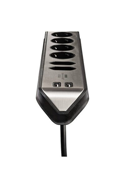 Brennenstuhl Prelungitor pentru perete/colt Estilo, 6 prize, 2xUSB, 3.1 A, cablu H05VV-F 3G1.5, 2m,