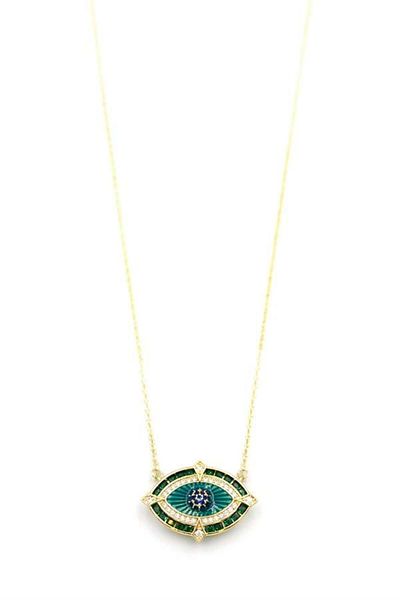 MBB ETİCARET Stony green eye necklace - gold
