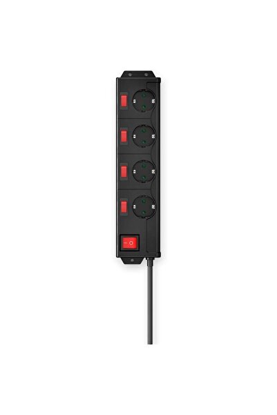 Hama Power Strip 00223122 with Individual Illuminated Switches, 4 Outlets, Grounding, 90°, Wall Mou